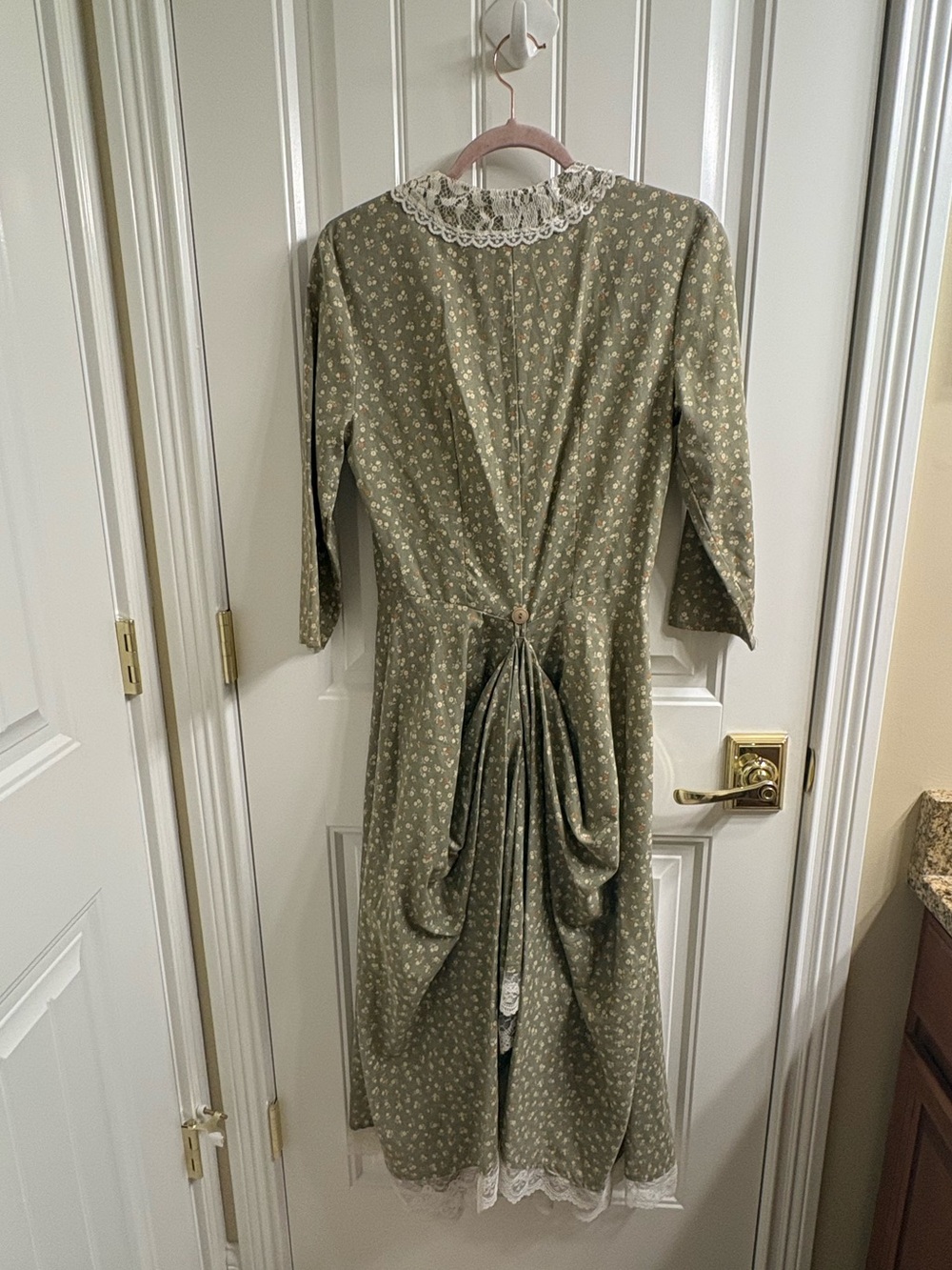 Seneca Vintage Mid Century Style Sage Floral Prairie Tea Dress S/M ? Bustle Back - Picture 2 of 12
